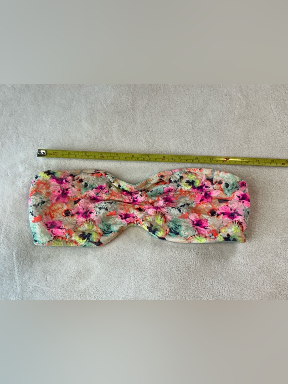 Pink large bandeau top women Victorias secret floral neon stretch crop boho beac